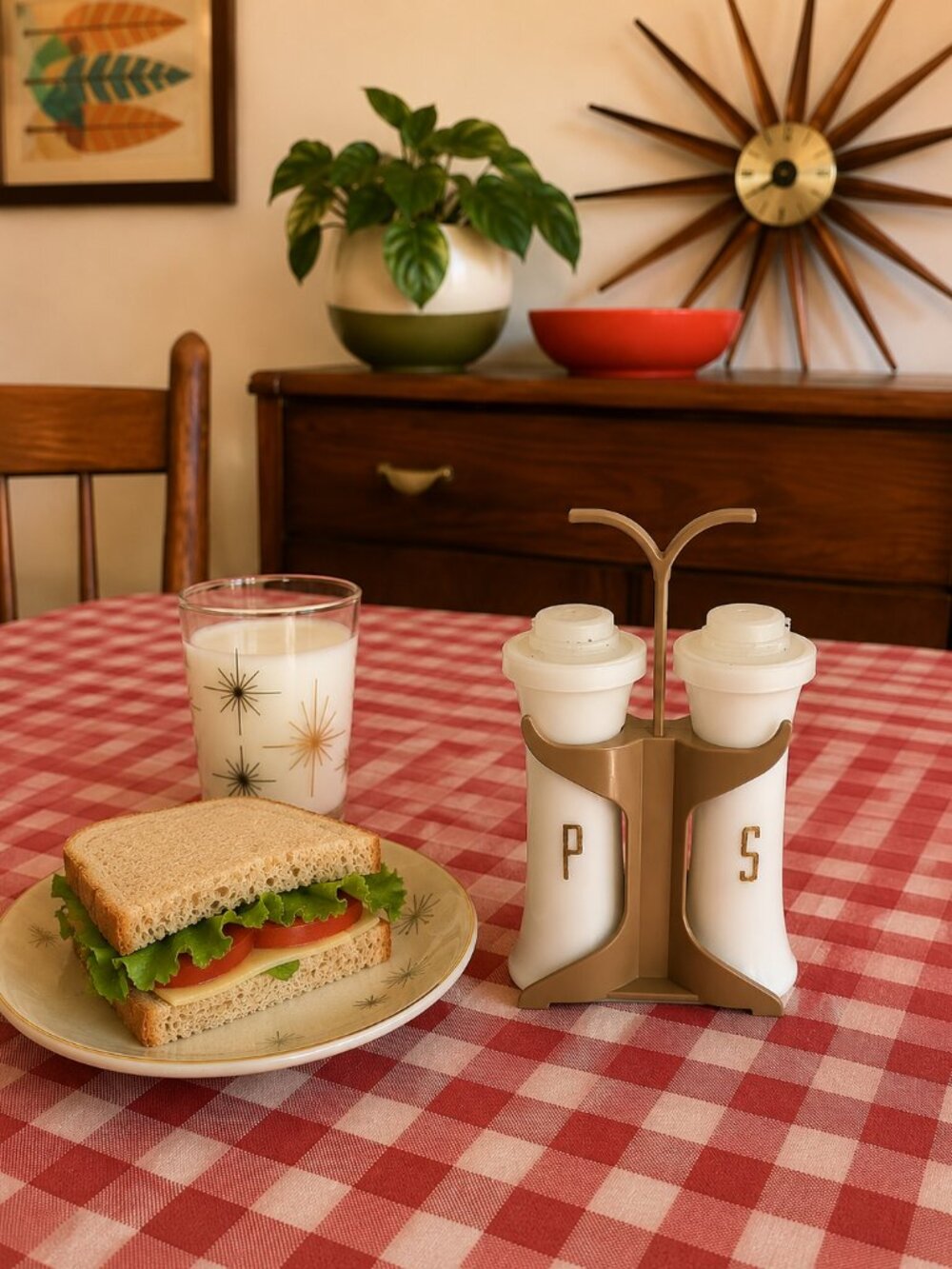 Vintage Tupperware Salt and Pepper Shakers with Stand